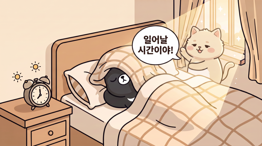 모모가 깨우는 장면