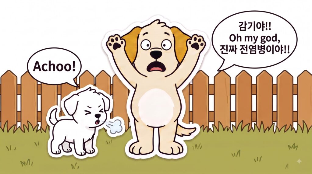 기침에 호들갑떠는 뭉치